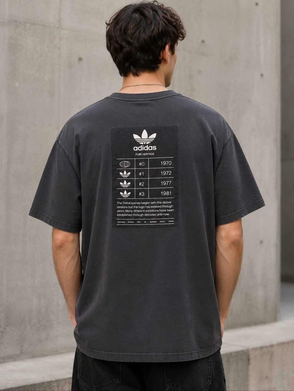 Adidas Originals Mens L Faded Black Pure Heritage 2002 Trefoil Y2K Graphic Tee